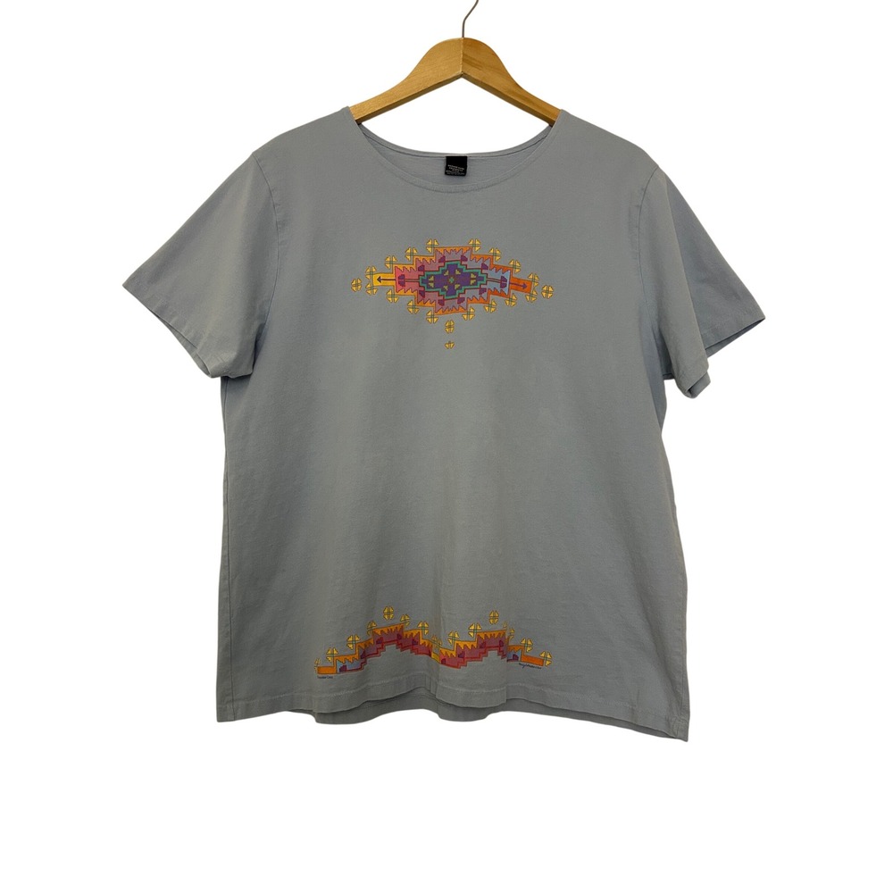 Sabaku Artwear Womens XL Blue Southwestern Graphic T-Shirt Cotton Made in USA
